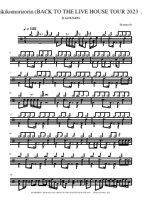 Drum score: RADWIMPS - Hikikomorirorin (BACK TO THE LIVE HOUSE TOUR 2023 Live at Zepp Haneda(TOKYO) [2023/7/5])