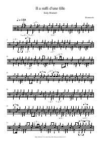 Drum score: Eddy Mitchell - Il a suffi d'une fille