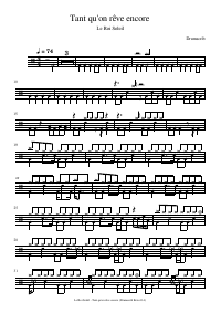 Drum score: Le Roi Soleil - Tant qu'on rêve encore