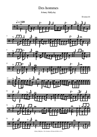 Drum score: Johnny Hallyday - Des hommes