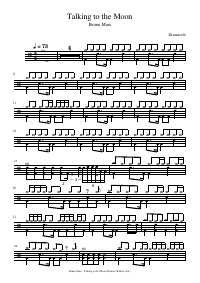 Drum score: Bruno Mars - Talking to the Moon