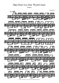 Drum score: Shakira - Hips Don't Lie (feat. Wyclef Jean)
