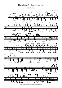 Drum score: Eddie Cochran - Hallelujah! I Love Her So