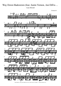 Drum score: Anaïs Mitchell - Way Down Hadestown (feat. Justin Vernon, Ani DiFranco & Ben Knox Miller)