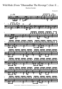 Drum score: Shashwat Sachdev - Wild Ride (From "Dhurandhar The Revenge") (feat. Ellisar)