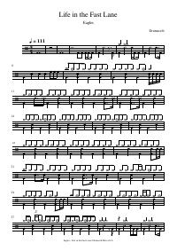 Drum score: Eagles - Life in the Fast Lane