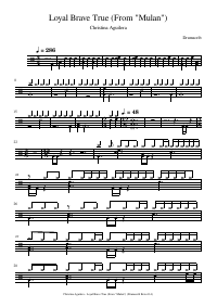 Drum score: Christina Aguilera - Loyal Brave True (From "Mulan")