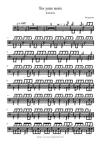 Drum score: Indochine - Tes yeux noirs