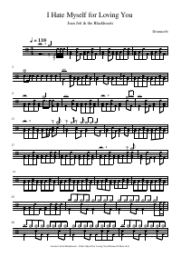 Drum score: Joan Jett & the Blackhearts - I Hate Myself for Loving You
