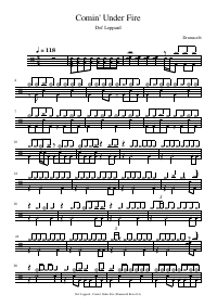 Drum score: Def Leppard - Comin' Under Fire