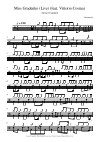 Drum score: Stewart Copeland - Miss Gradenko (Live) (feat. Vittorio Cosma)