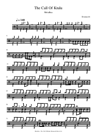 Drum score: Metallica - The Call Of Ktulu