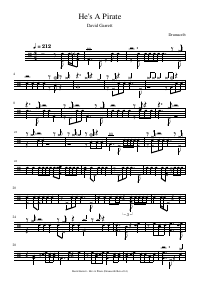 Drum score: David Garrett - He's A Pirate