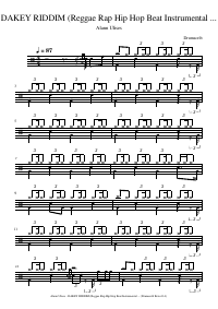 Drum score: Alann Ulises - DAKEY RIDDIM (Reggae Rap Hip Hop Beat Instrumental)