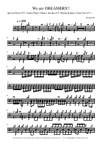 Drum score: Special Week (CV: Azumi Waki), Silence Suzuka (CV: Marika Kohno), Tokai Teio (CV: Machico), Oguri Cap (CV: Tomoyo Takayanagi), G - We are DREAMERS!!