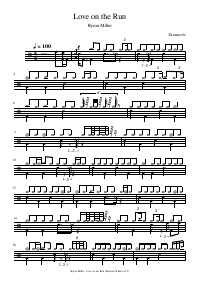 Drum score: Byron Miller - Love on the Run
