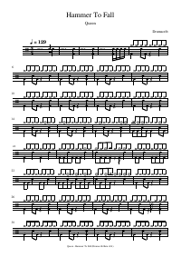 Drum score: Queen - Hammer To Fall