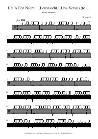 Drum score: Guus Meeuwis - Het Is Een Nacht... (Levensecht) (Live Versie) (feat. Vagant)