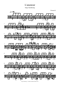 Drum score: Serge Gainsbourg - L'anamour