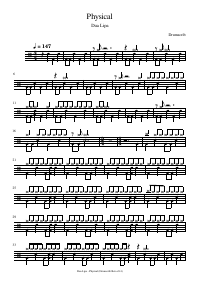 Drum score: Dua Lipa - Physical