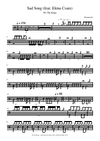 Drum score: We The Kings - Sad Song (feat. Elena Coats)