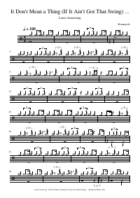 Drum score: Louis Armstrong - It Don't Mean a Thing (If It Ain't Got That Swing) [1990 Remaster]