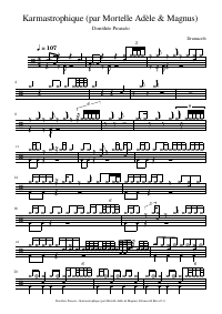 Partitura de batería: Dorothée Pousséo - Karmastrophique (par Mortelle Adèle & Magnus)