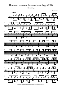 Drum score: Opwekking - Hosanna, hosanna, hosanna in de hoge (298)