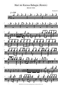 Drum score: BRAM TONI - Hari ini Kurasa Bahagia (Remix)