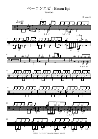 Drum score: TOMOO - ベーコンエピ - Bacon Epi