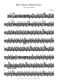 Drum score: The Texas Tornados - She's About a Mover (Live)