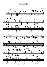 Drum score: Shilpa Rao - Chuttamalle