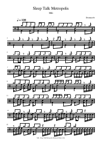 Drum score: Mili - Sleep Talk Metropolis