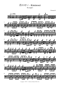 Drum score: the peggies - 君のせい - Kiminosei