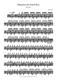 Drum score: Mavi Gri - Dünyanın En Güzel Kızı