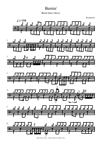 Drum score: Black Stone Cherry - Burnin'