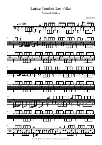 Drum score: No Small Children - Laisse Tomber Les Filles