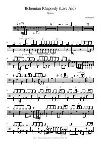 Drum score: Queen - Bohemian Rhapsody (Live Aid)