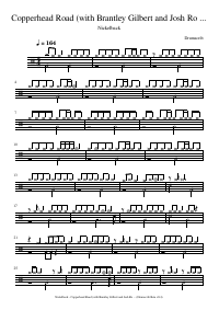 Drum score: Nickelback - Copperhead Road (with Brantley Gilbert and Josh Ross) (Live From Nashville) (feat. Brantley Gilbert & Josh Ross)