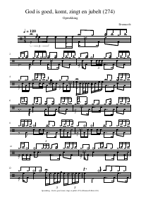 Drum score: Opwekking - God is goed, komt, zingt en jubelt (274)