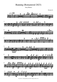 Drum score: Terry Bozzio - Running (Remastered 2023)