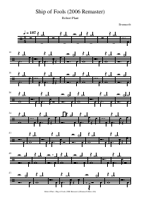 Drum score: Robert Plant - Ship of Fools (2006 Remaster)