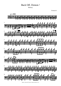 Drum score: Hextray - Back Off, Demon !