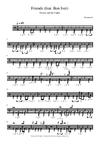Drum score: Francis and the Lights - Friends (feat. Bon Iver)