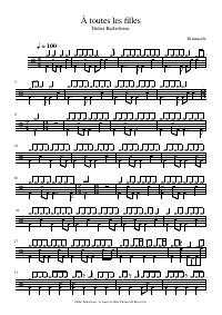 Drum score: Didier Barbelivien - À toutes les filles