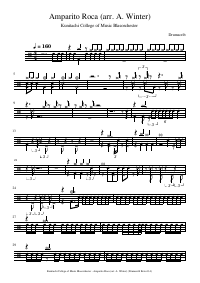 Drum score: Kunitachi College of Music Blasorchester - Amparito Roca (arr. A. Winter)