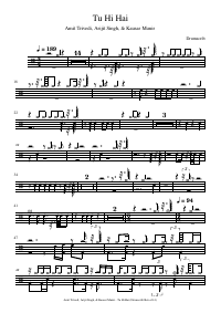 Drum score: Amit Trivedi, Arijit Singh, & Kausar Munir - Tu Hi Hai