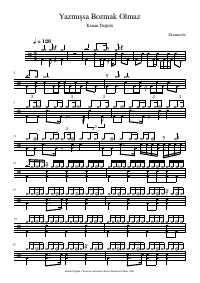 Drum score: Kenan Doğulu - Yazmışsa Bozmak Olmaz