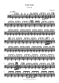 Drum score: Cris Cab - Liar Liar