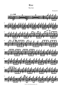 Drum score: The Cult - Rise